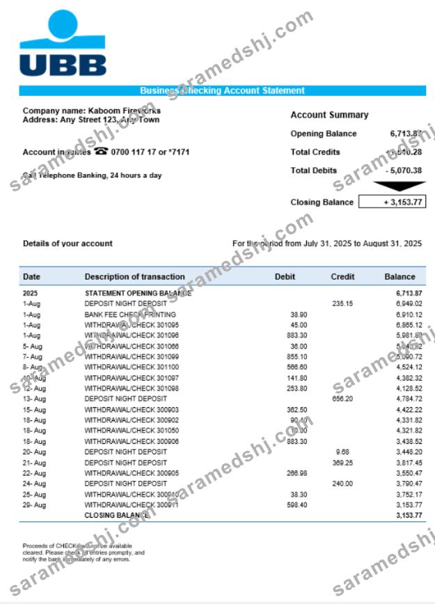 UBB business firm statement Word and PDF format